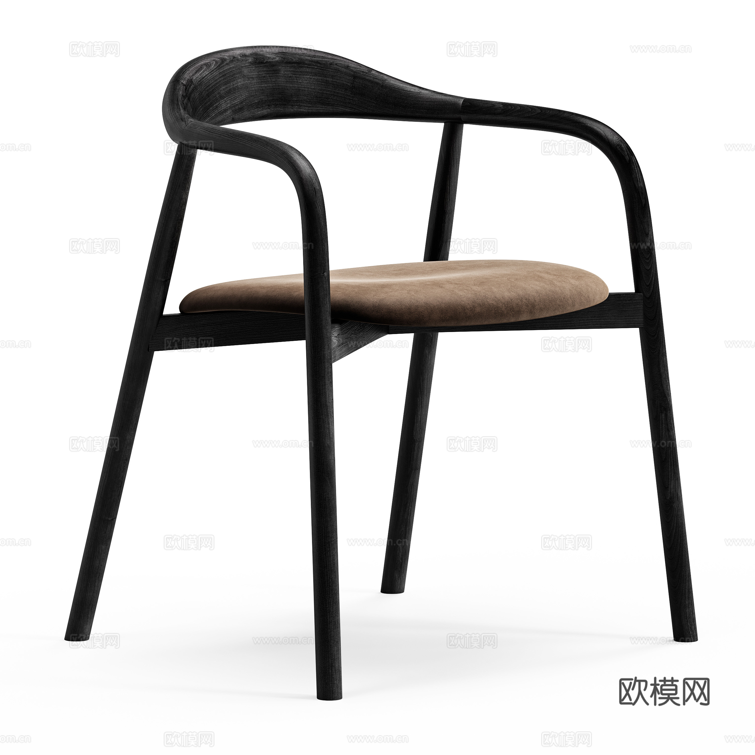 新中式木质单椅3d模型