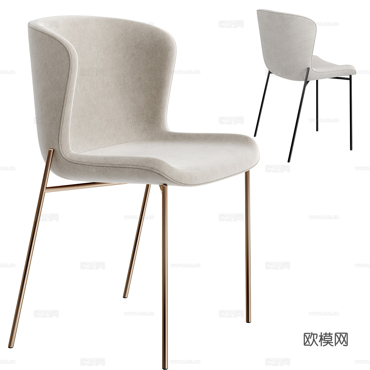 现代极简布艺单椅3d模型