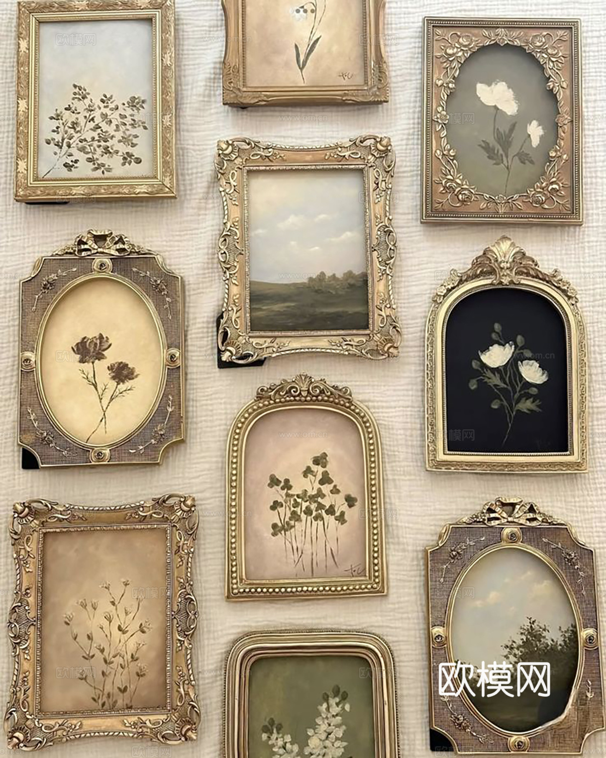 中古挂画组合 装饰画挂画 抽象画立体画