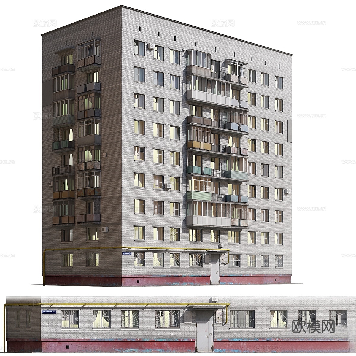 九层住宅楼3d模型