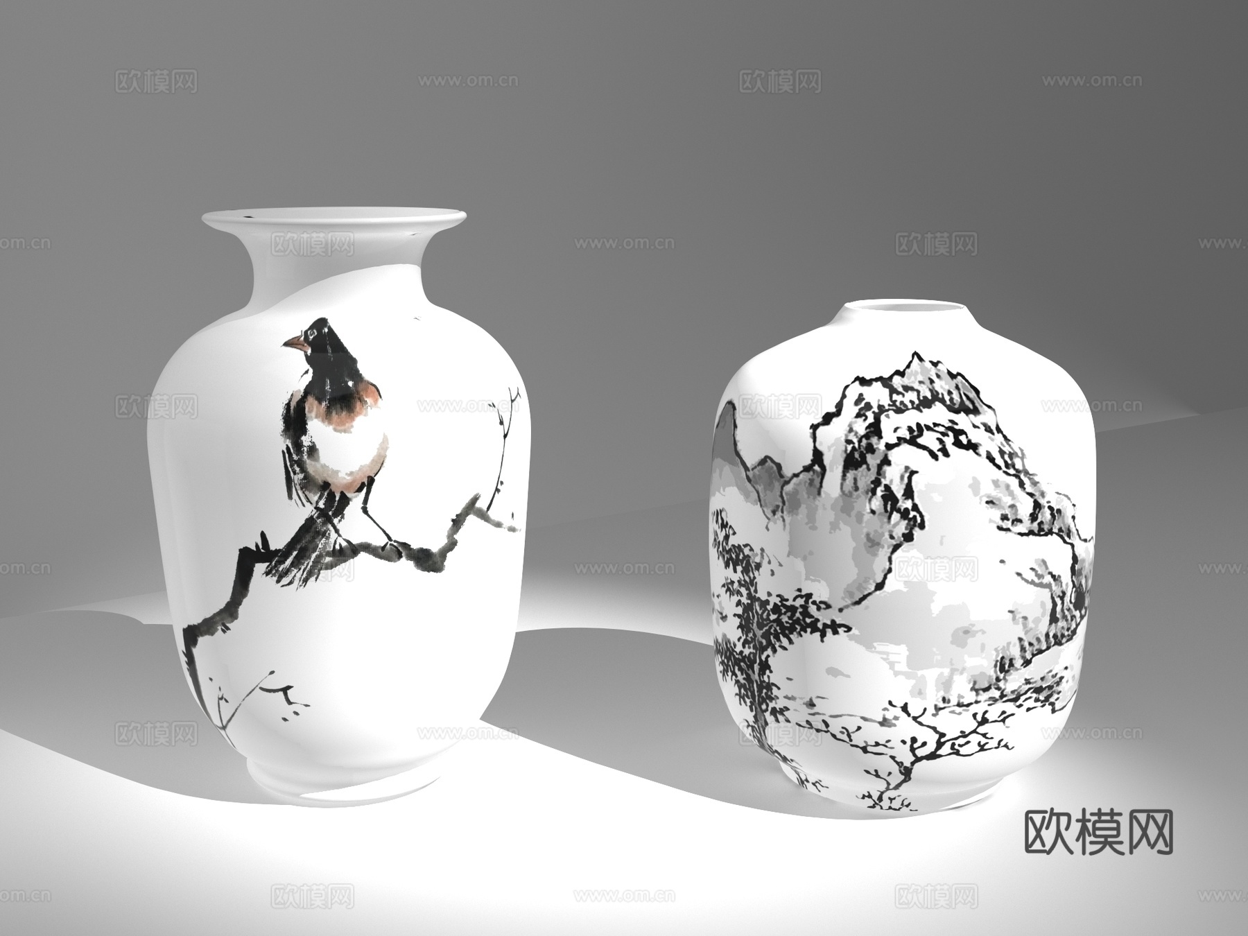 花瓶 中式花瓶 中式陶瓷 青花瓷3d模型