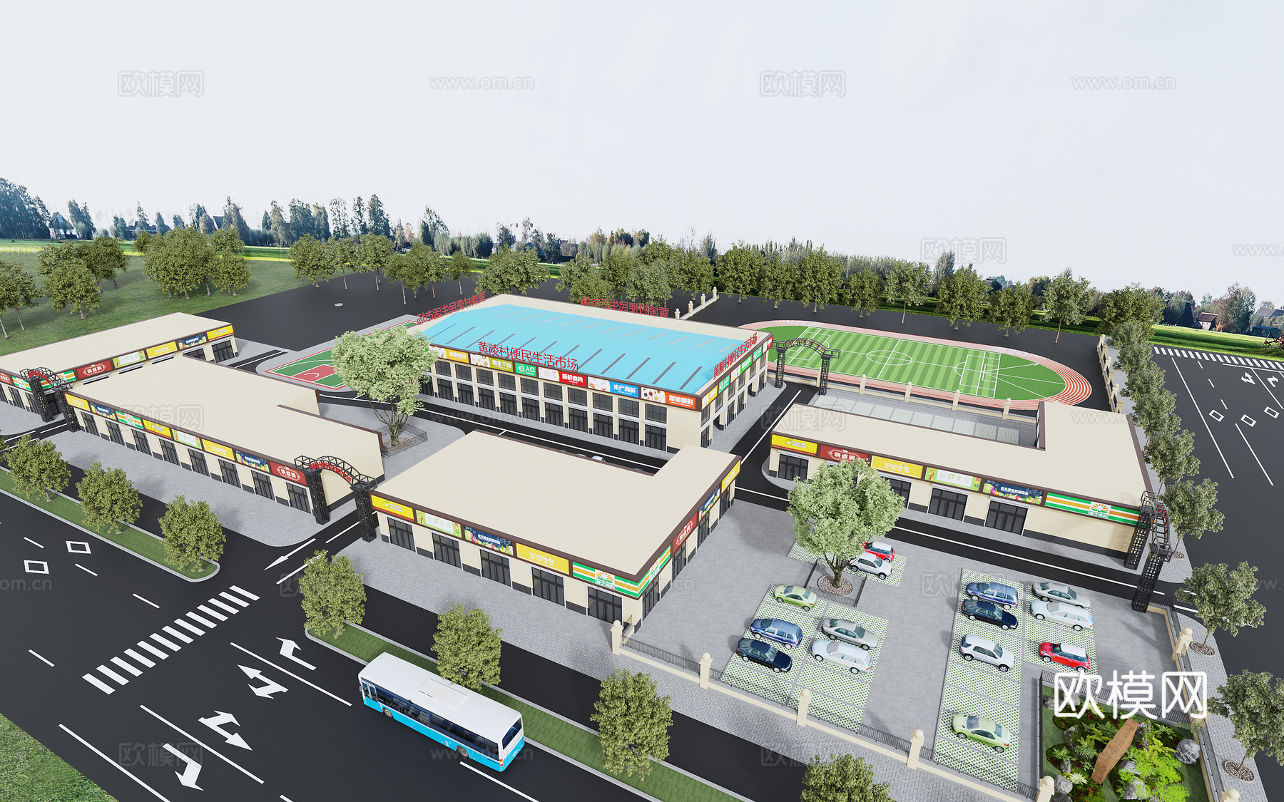 便民市场鸟瞰规划3d模型