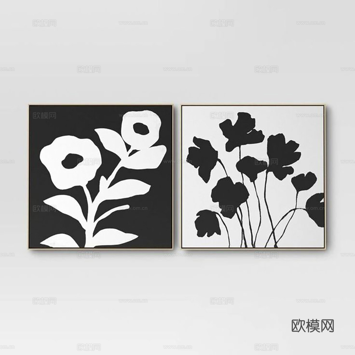 中古挂画组合 装饰画挂画 抽象画黑白画