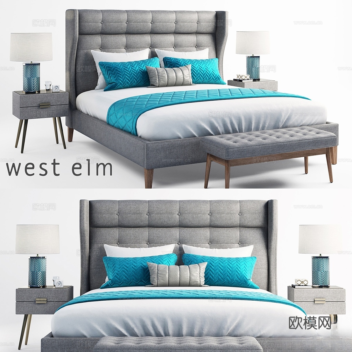 West Elm 床3d模型
