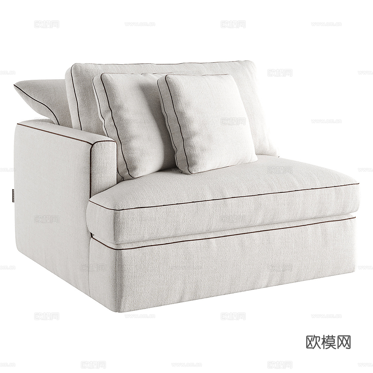 现代奶油风左扶手休闲沙发3d模型