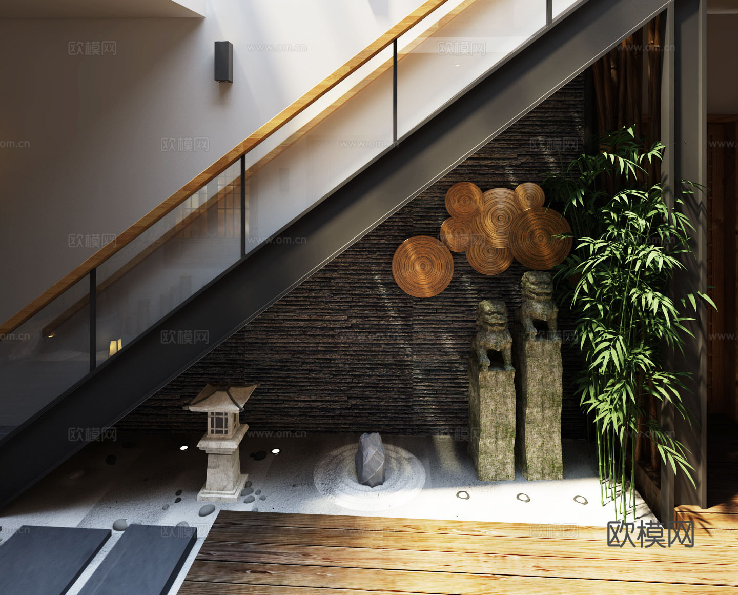 民宿夜景模型3d模型下载（渲染图2）