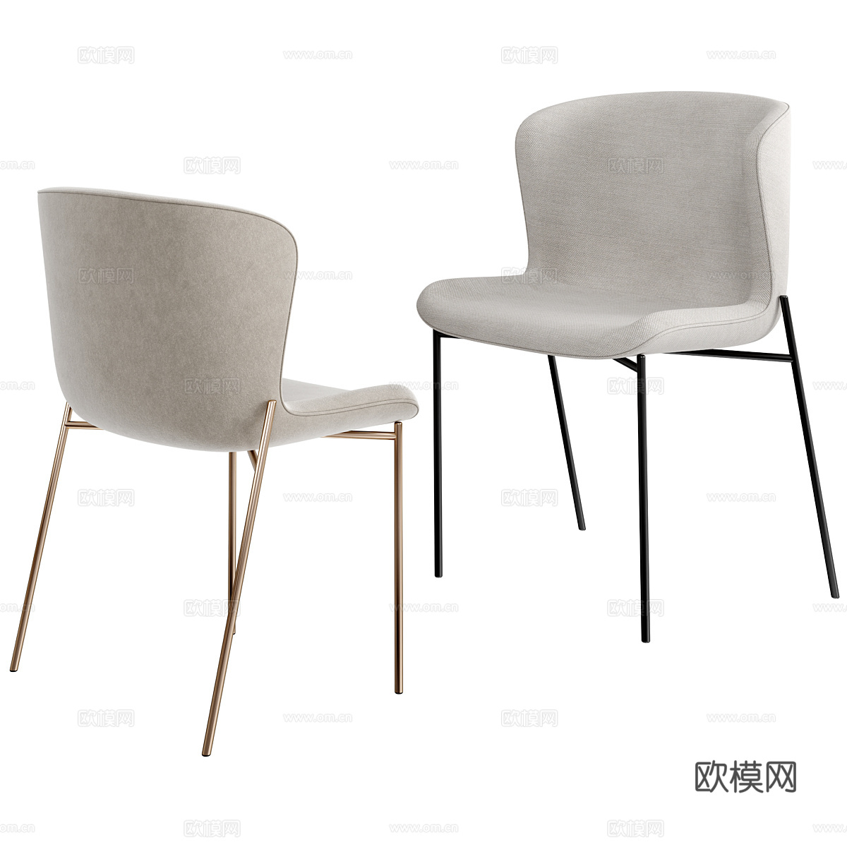 现代极简布艺单椅3d模型