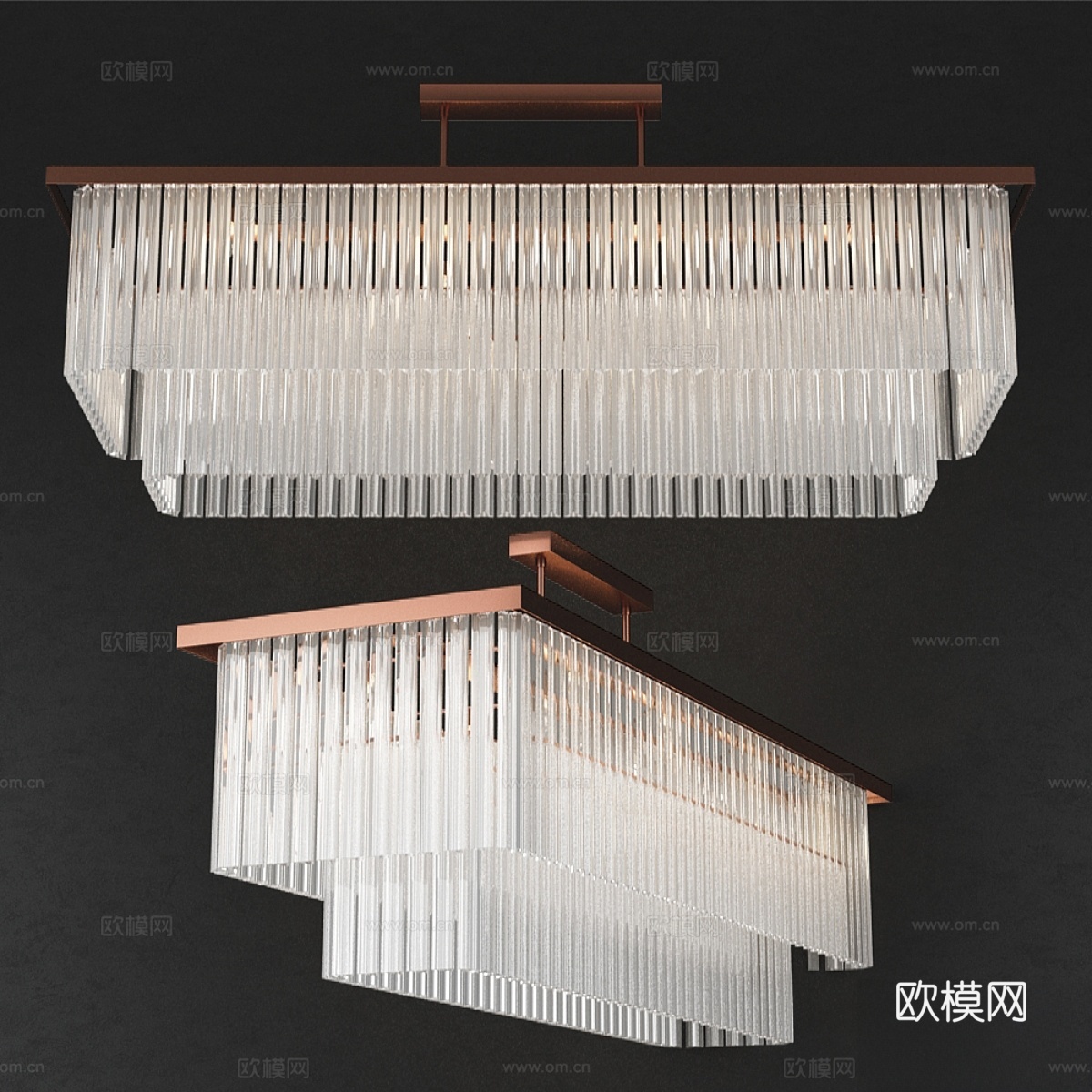 贝拉菲古拉大型两层矩形透明灯3d模型