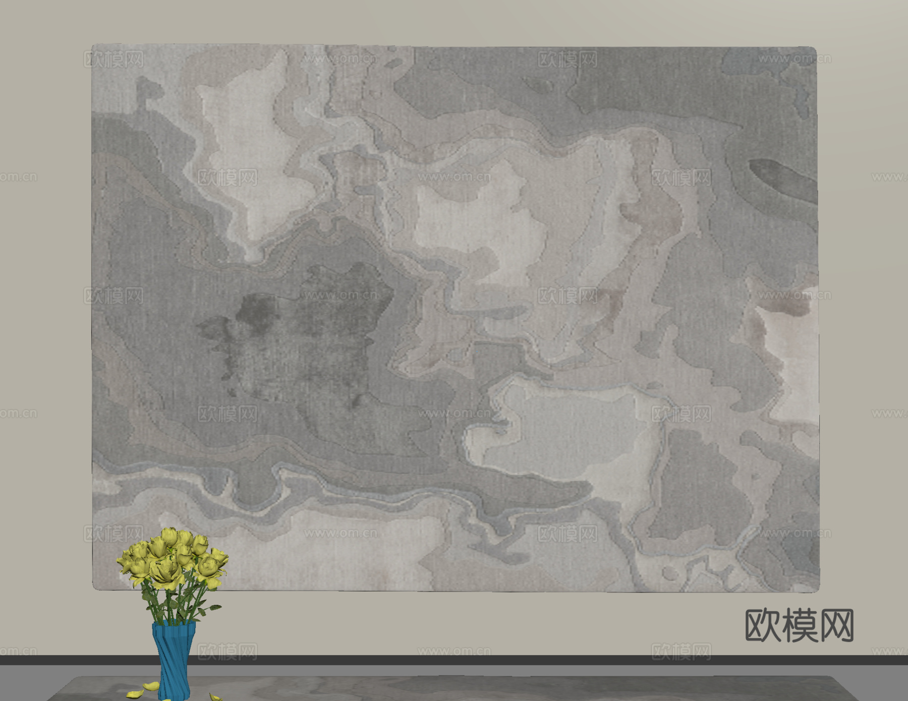 现代意式地毯 方形地毯 布艺 毛绒su模型