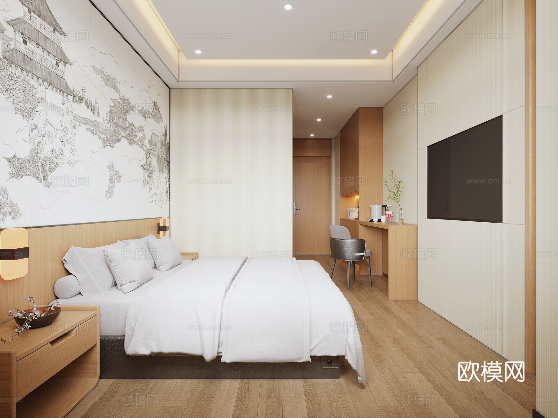 新中式酒店客房卫生间3d模型