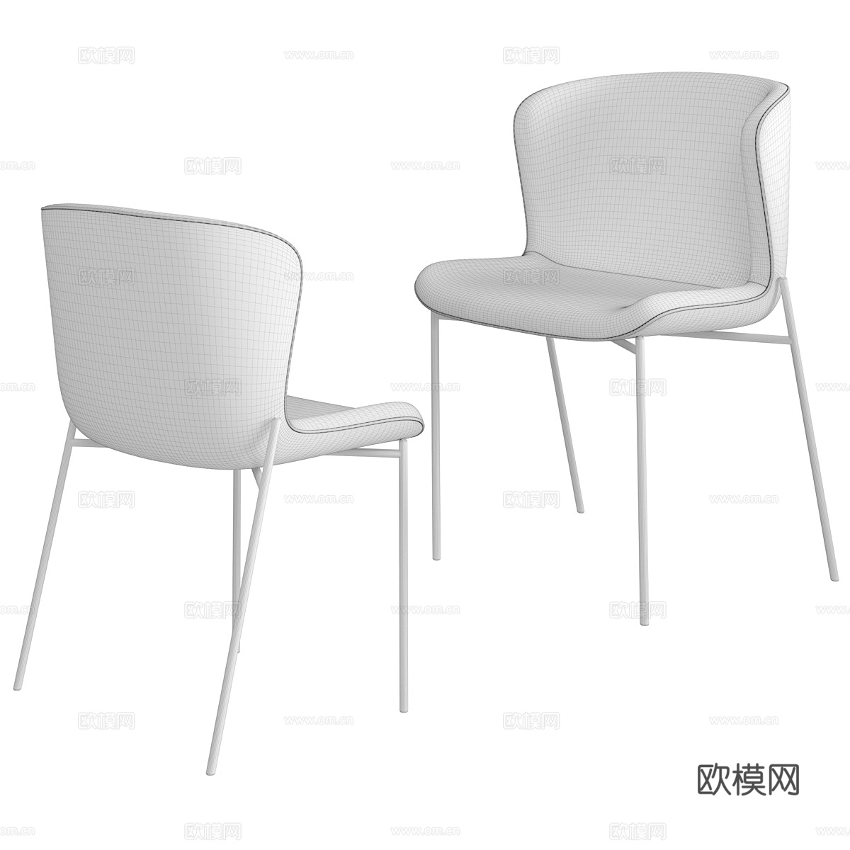 现代极简布艺单椅3d模型