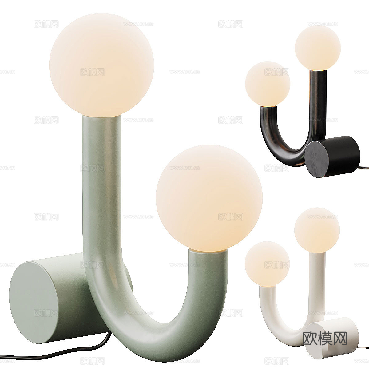 现代奶油风装饰台灯3d模型