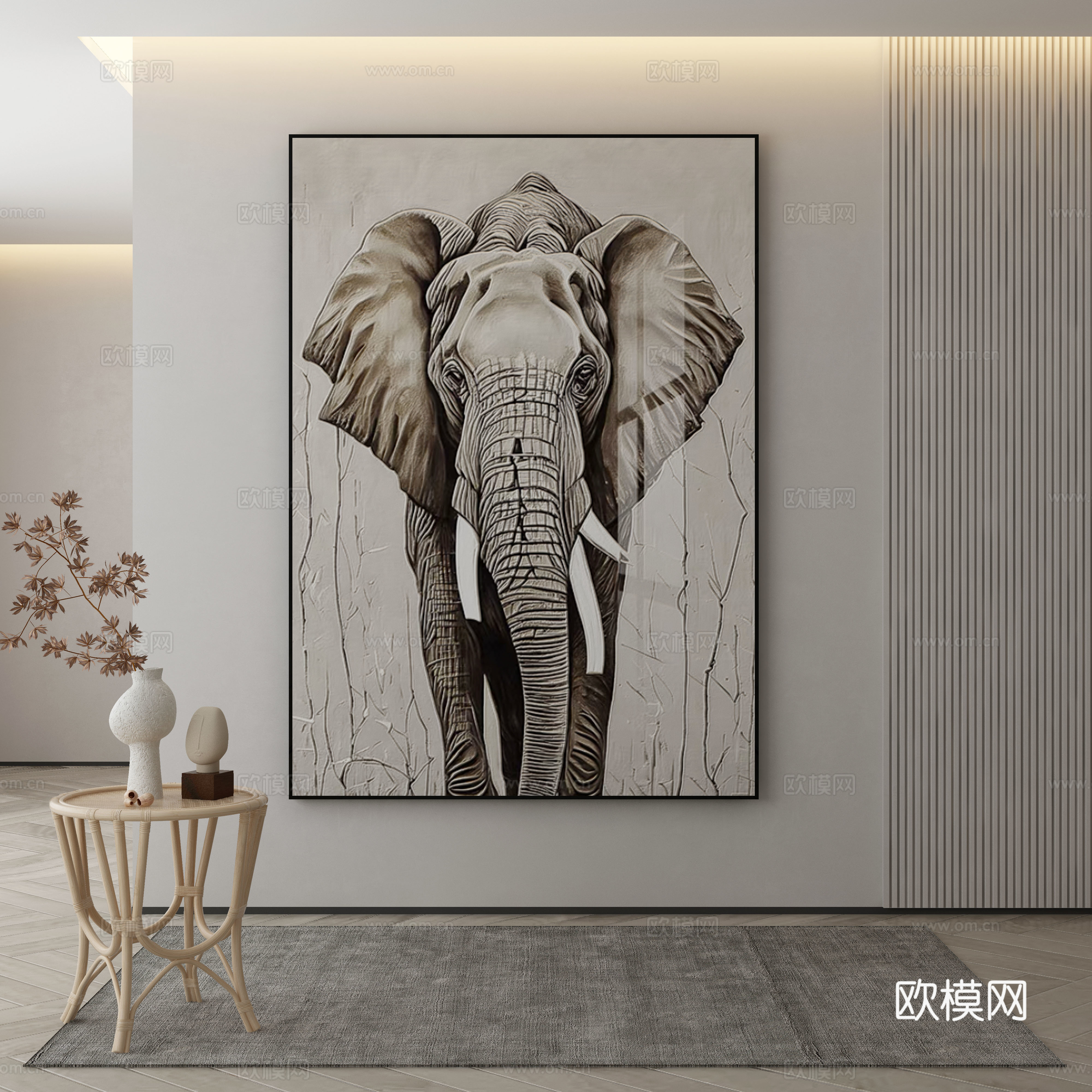 现代侘寂挂画 油画3d模型