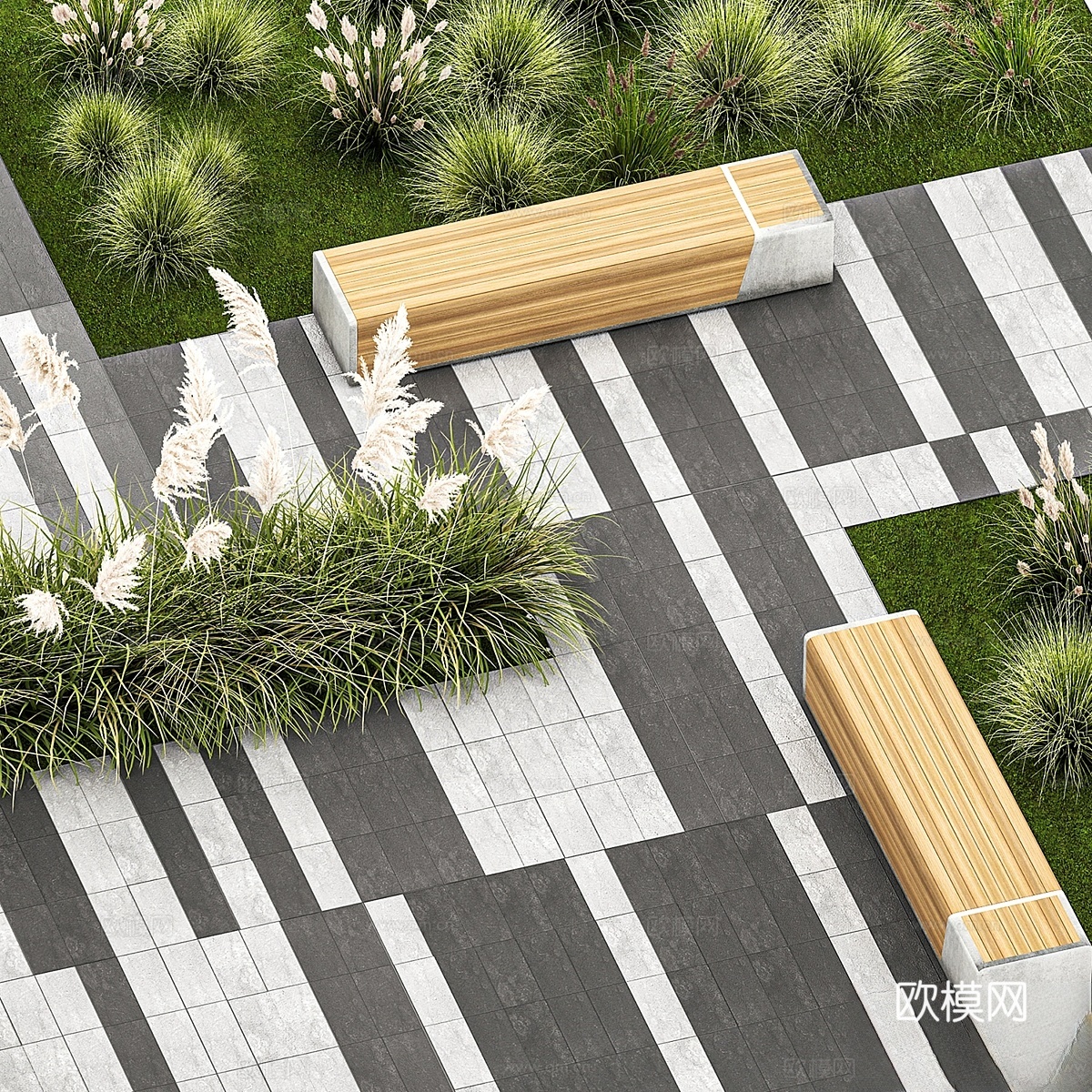 适合城市环境的铺路石植物3d模型