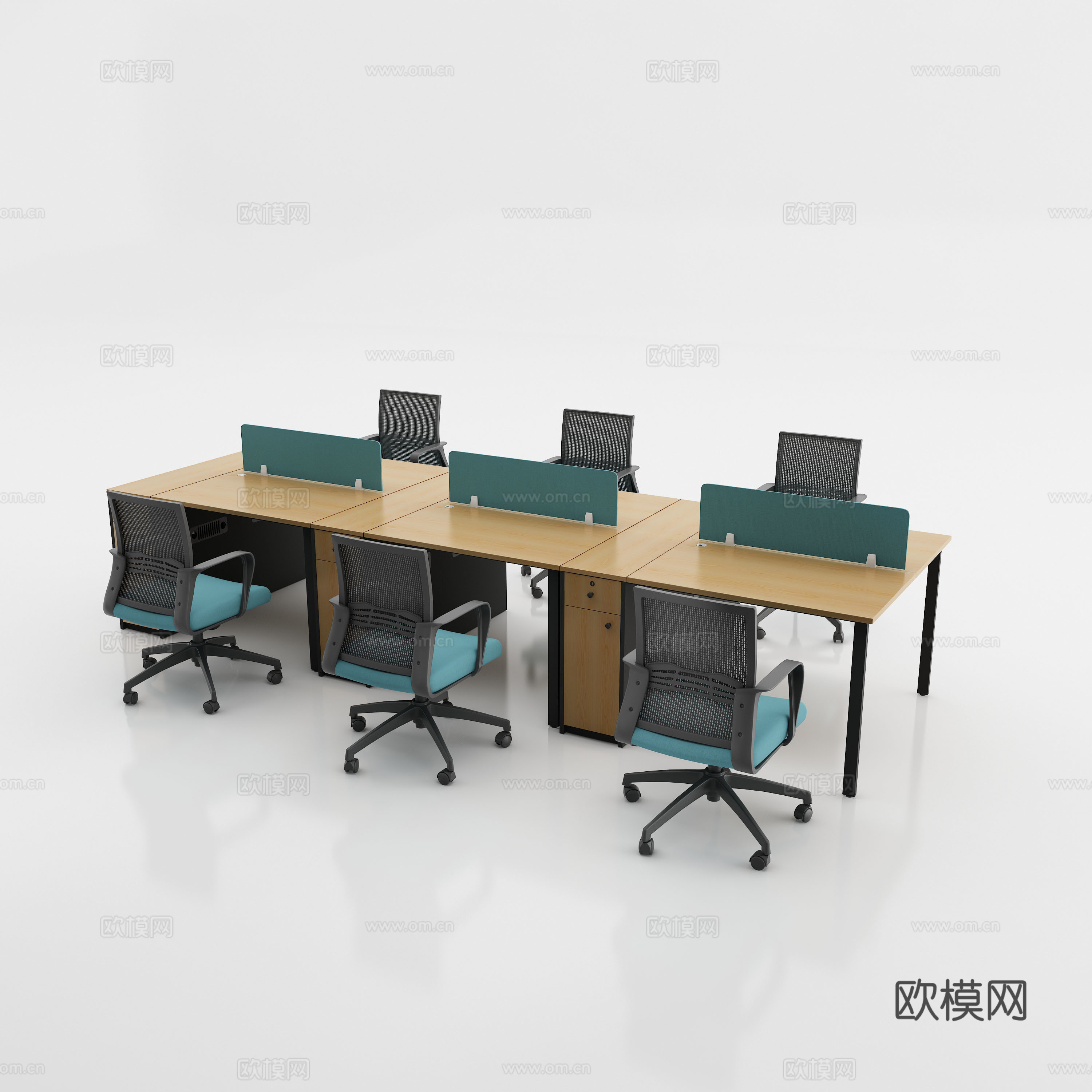 现代办公空间 员工桌 职员桌 职员椅子白底图3d模型