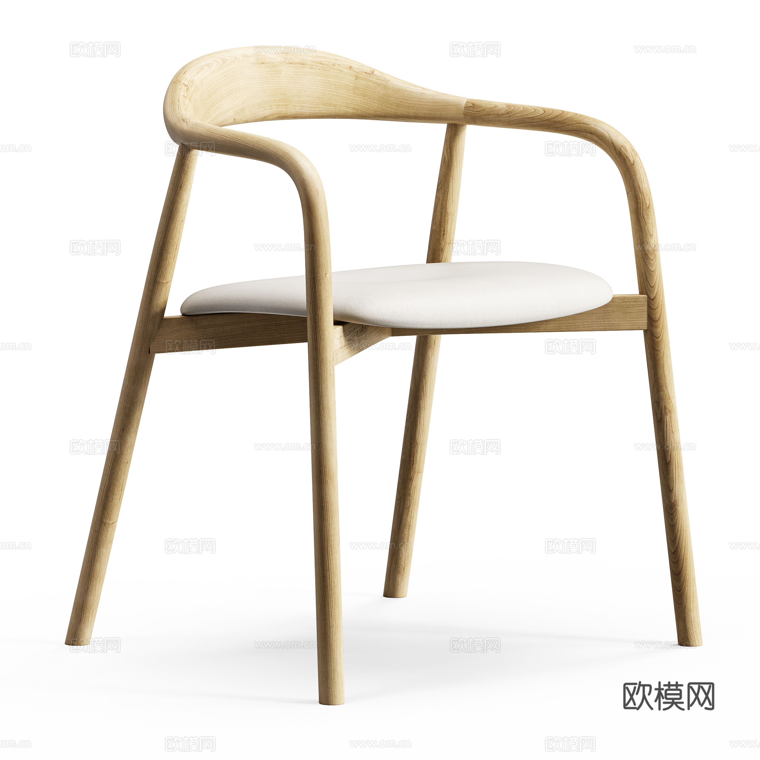 新中式木质单椅3d模型