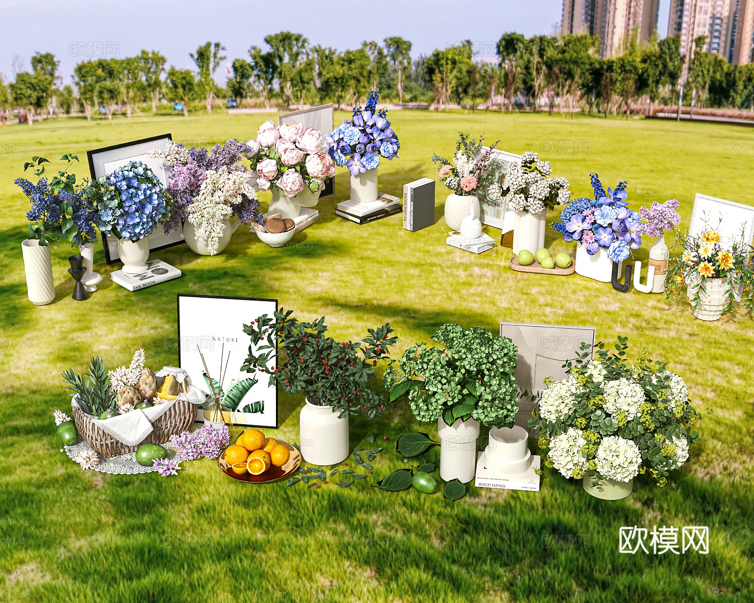 花草花瓶 花艺 插花 鲜花3d模型