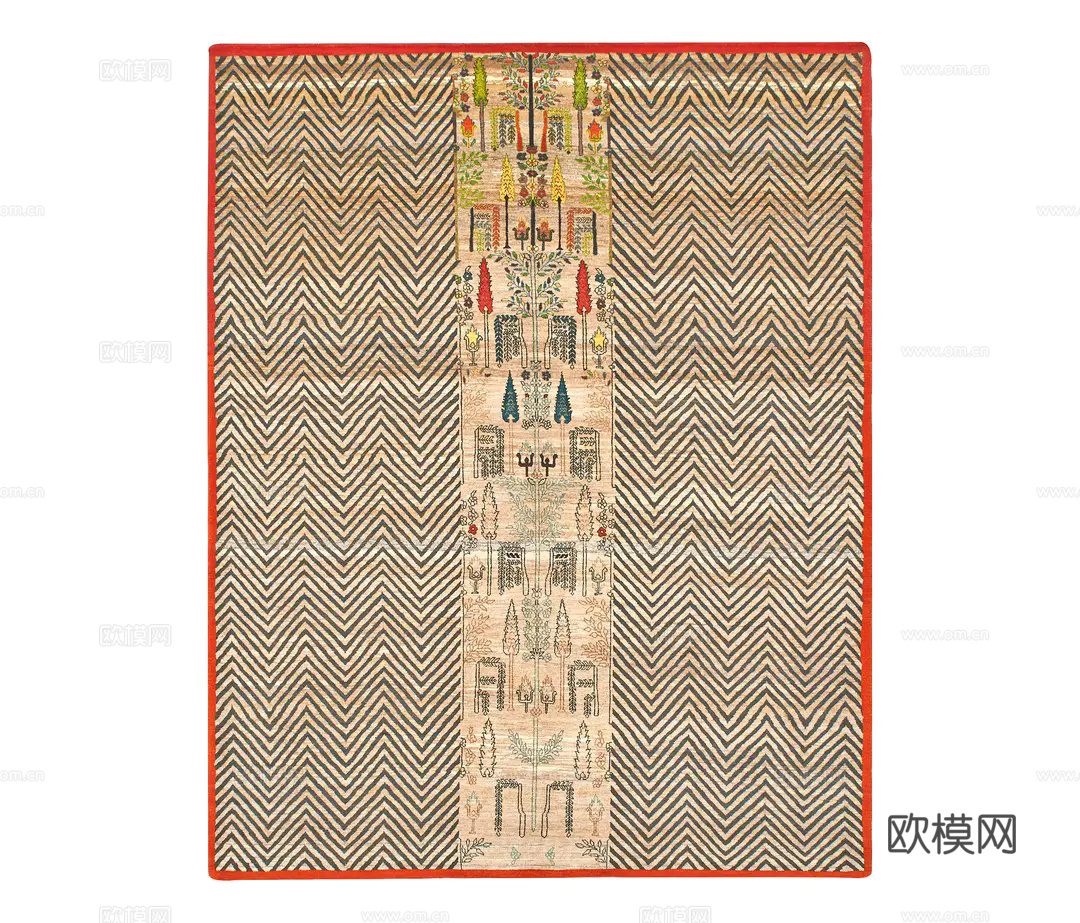 米色几何地毯