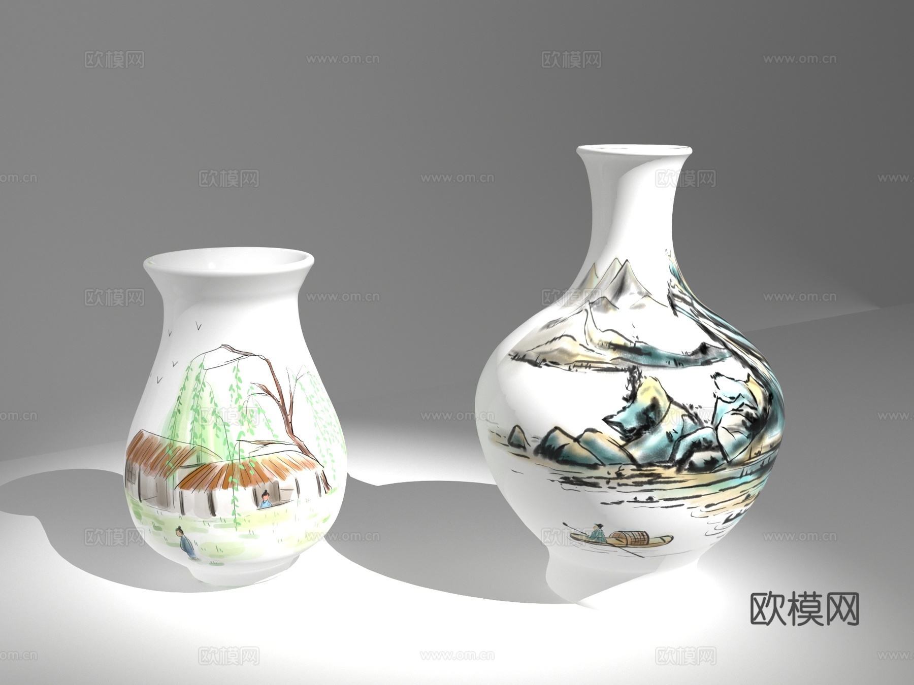 花瓶 中式花瓶 中式陶瓷 青花瓷3d模型