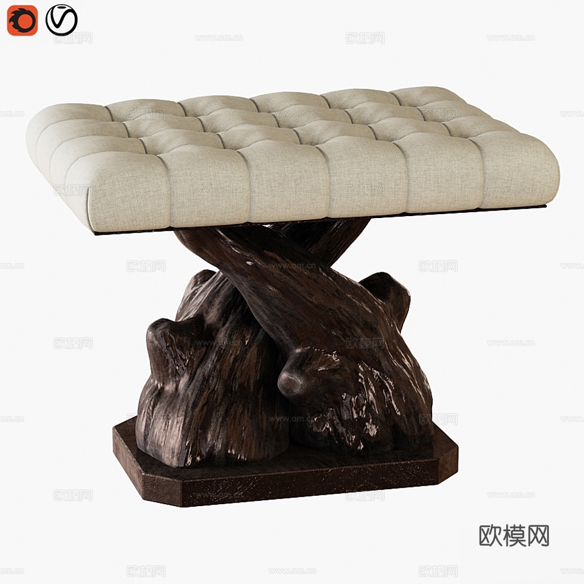 Pouf Boiserie3d模型