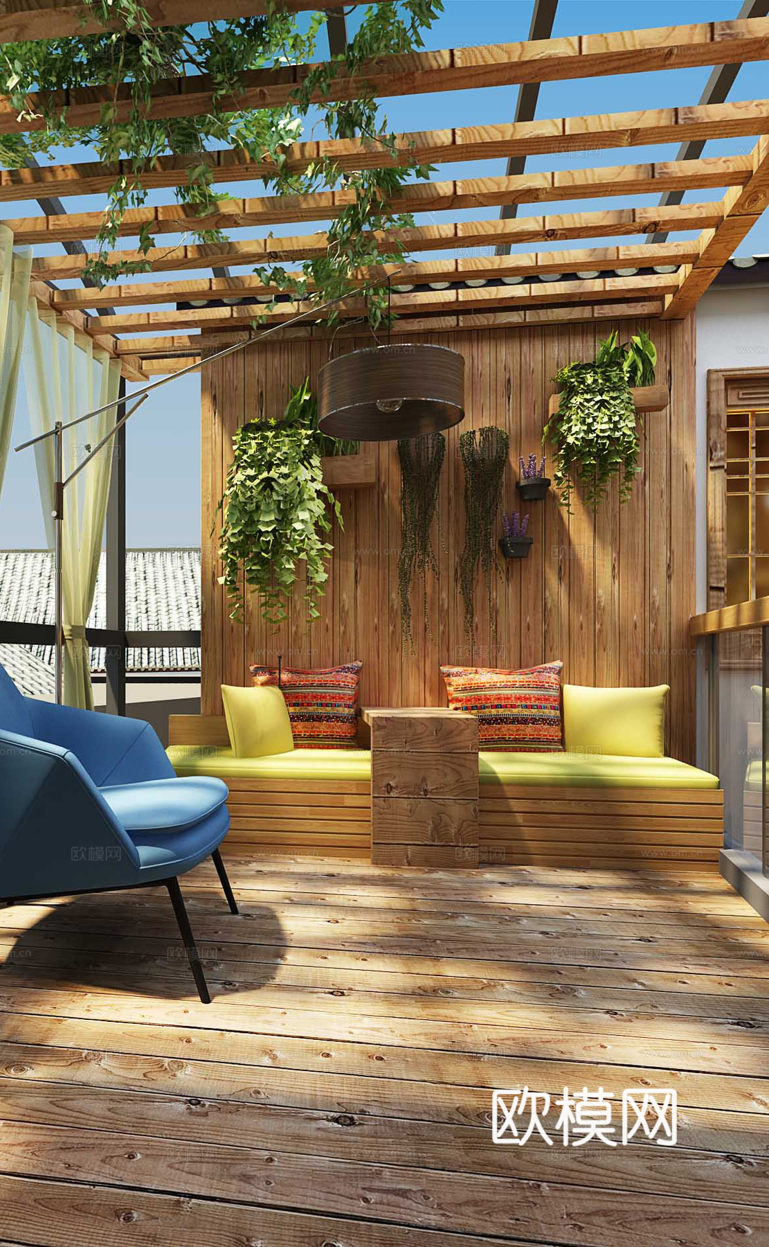 民宿夜景模型3d模型下载（渲染图3）