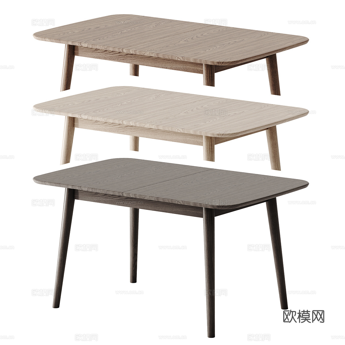 现代北欧实木长餐桌3d模型