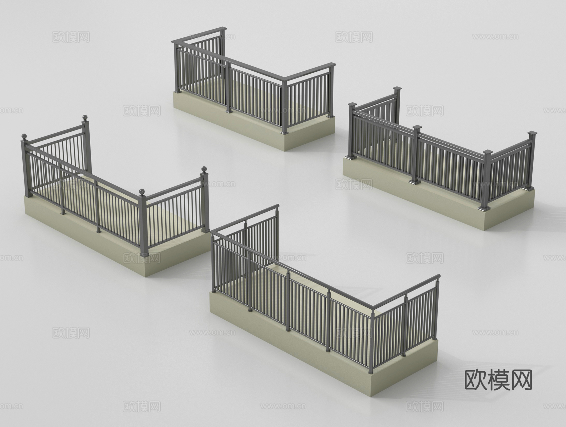 现代围栏 护栏 阳台护栏 栏杆  铁艺3d模型
