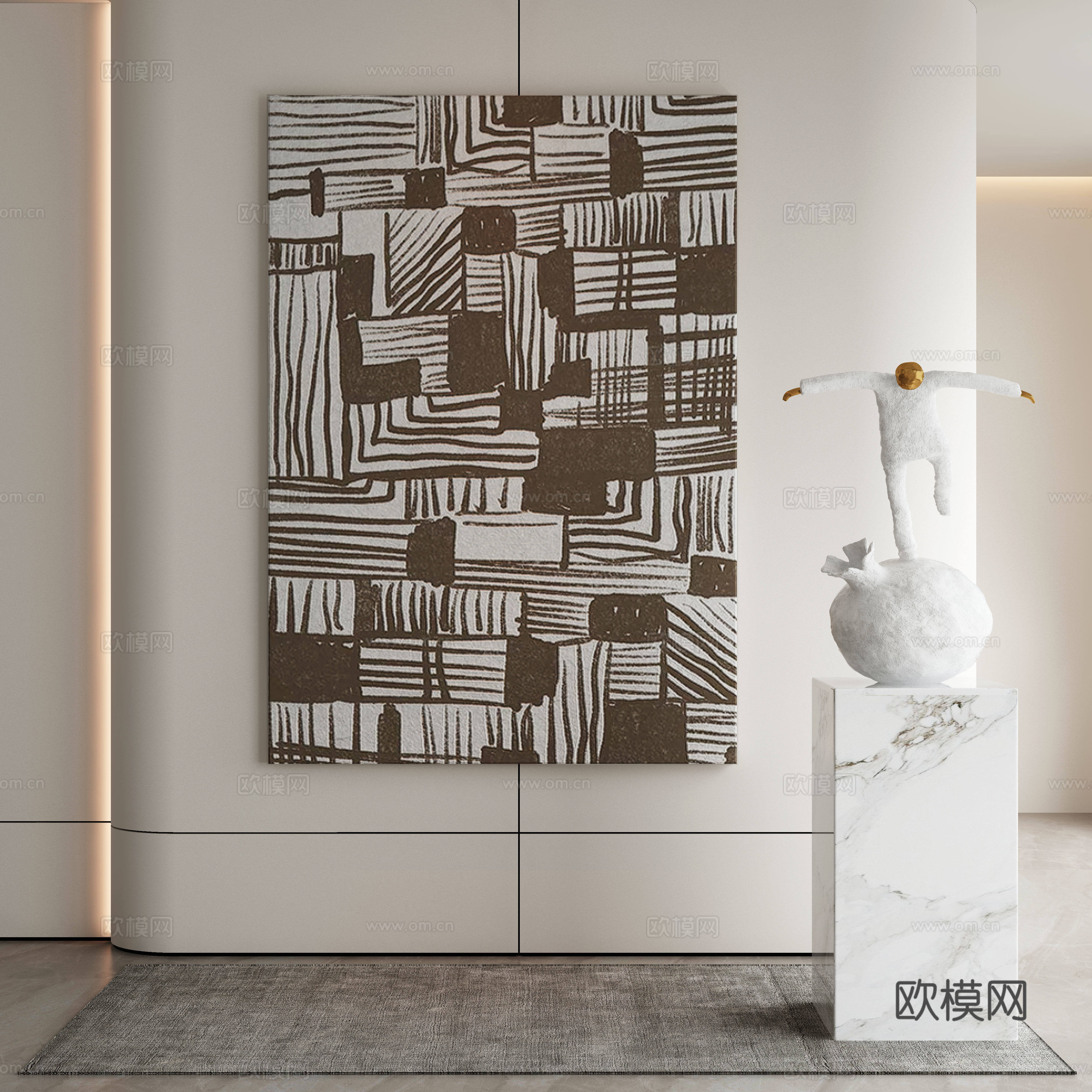 现代侘寂挂画 油画3d模型