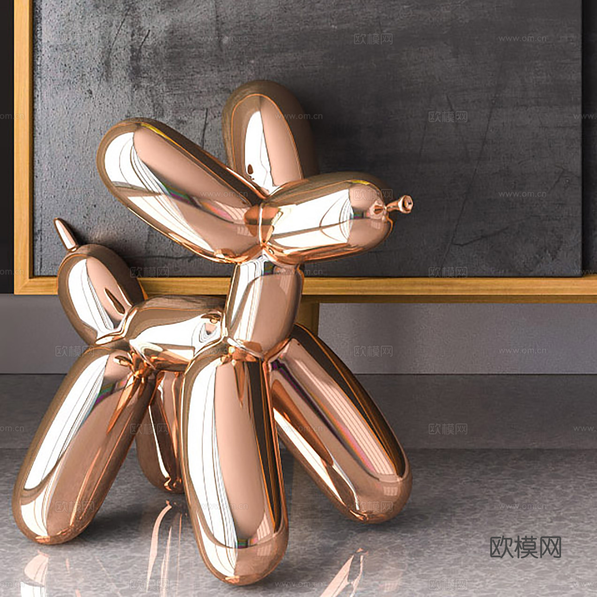 现代装饰柜装饰品画落地灯组合3d模型