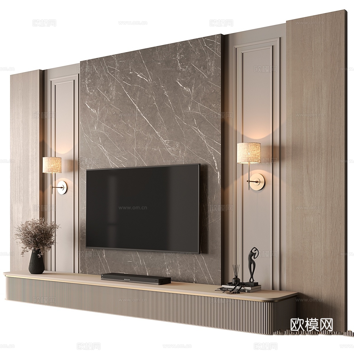 经典电视墙套装2053d模型