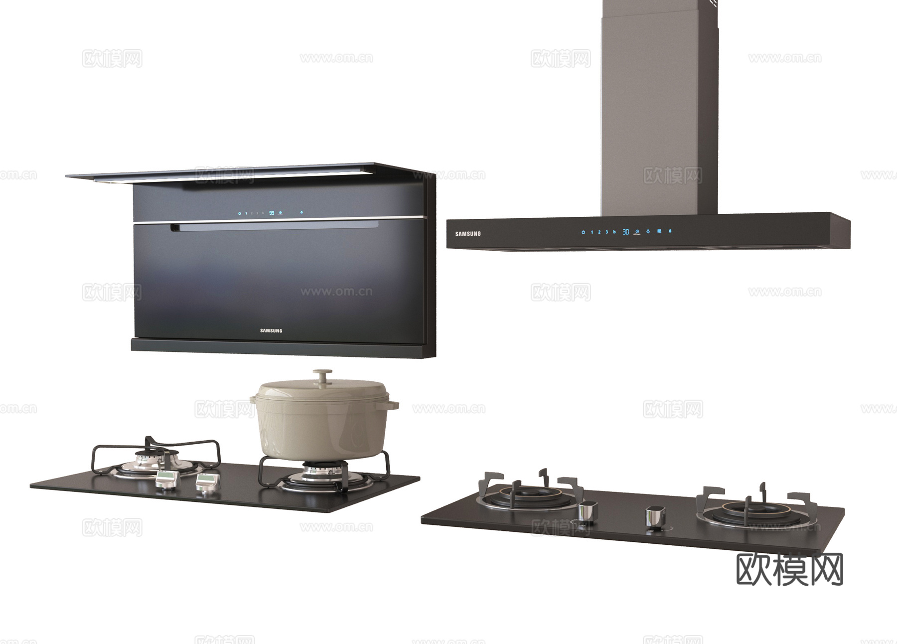 现代油烟机 灶具 炉具3d模型