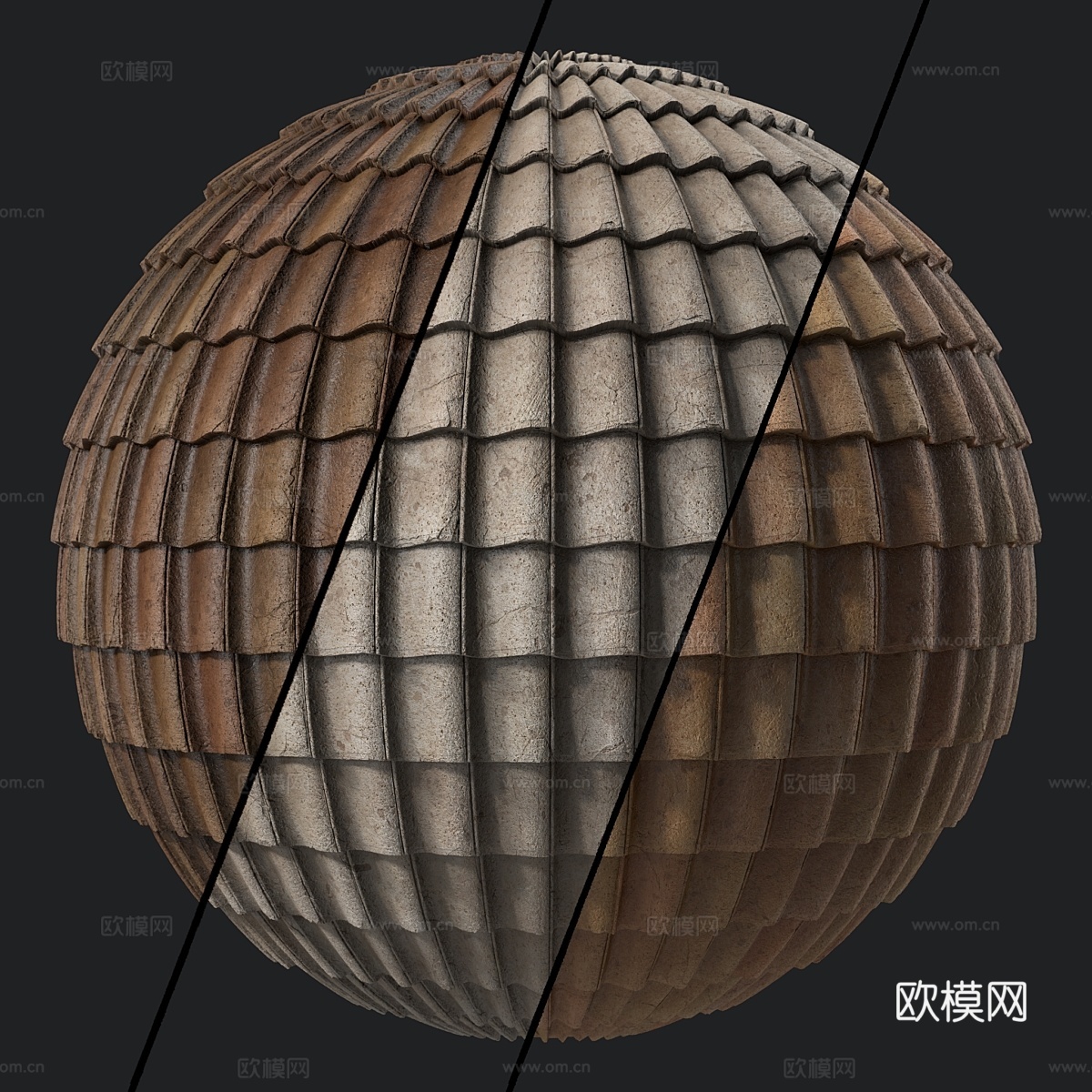 屋顶瓦片材料 117- 混凝土屋顶瓦片 Sbsar3d模型