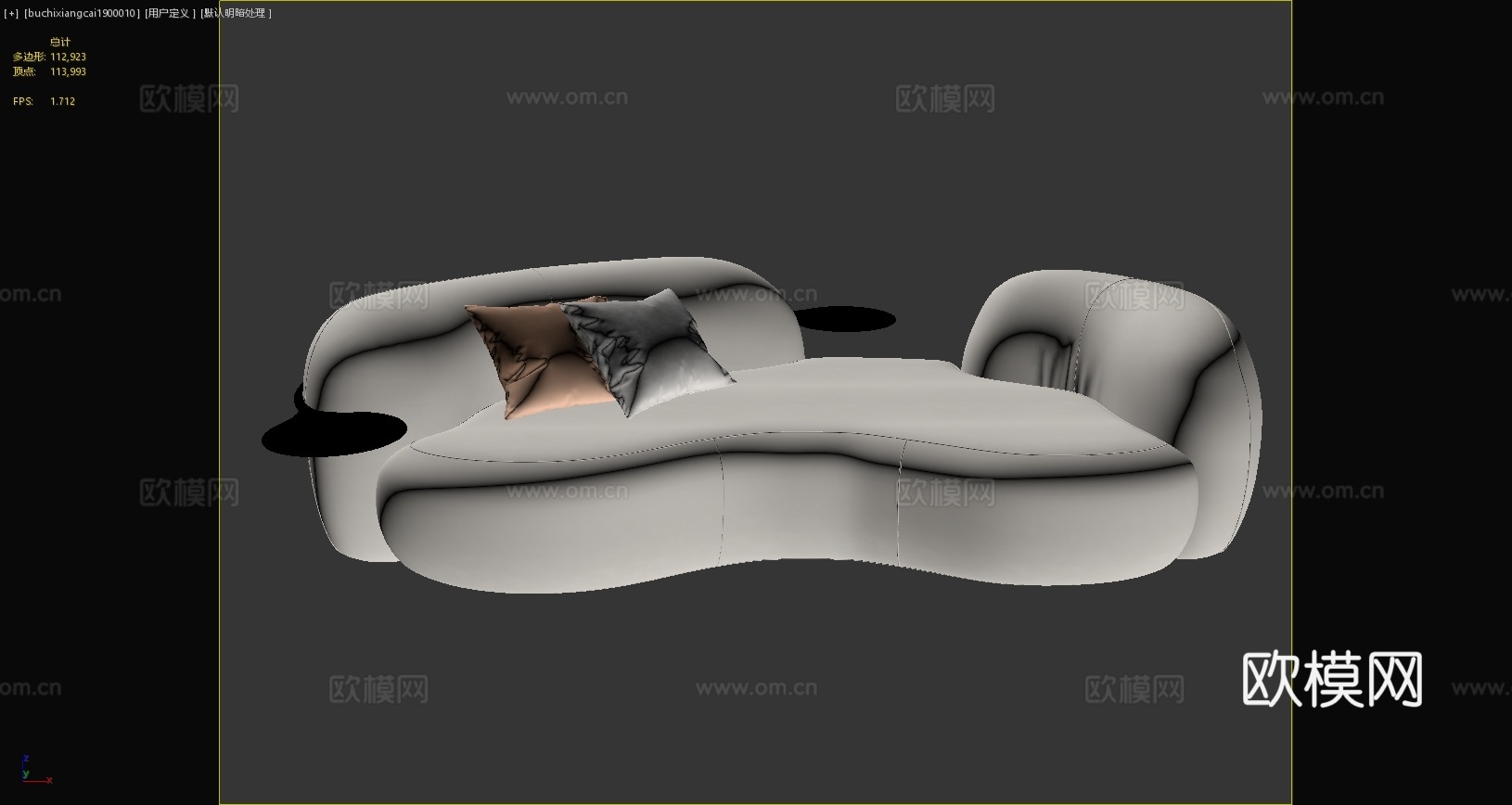 现代沙发 现代异形沙发 布艺沙发 现代抱枕 多人沙发3d模型