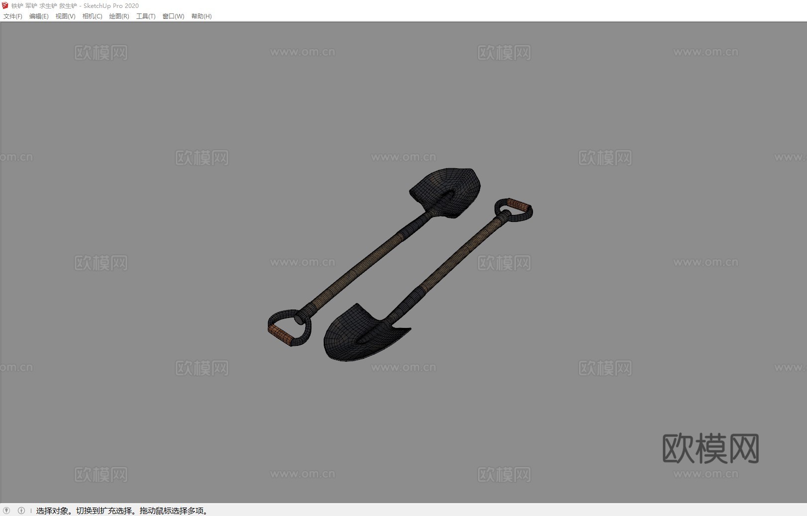 铁锹 铁镐 锄头 农具su模型