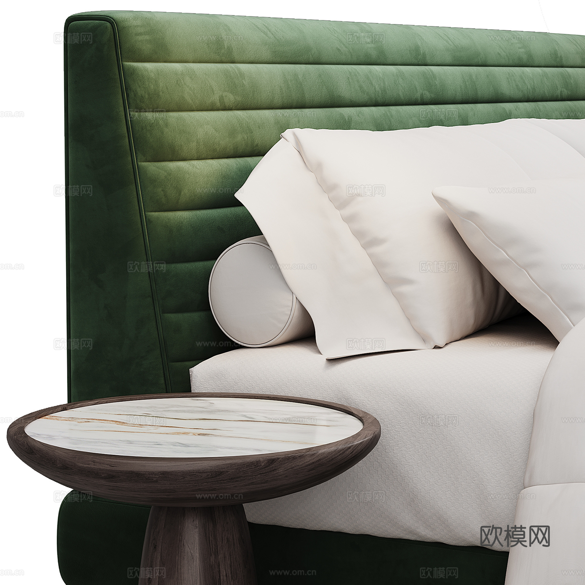 现代背景双人床 意式布艺软床双人床 极简轻奢双人床  真皮3d模型