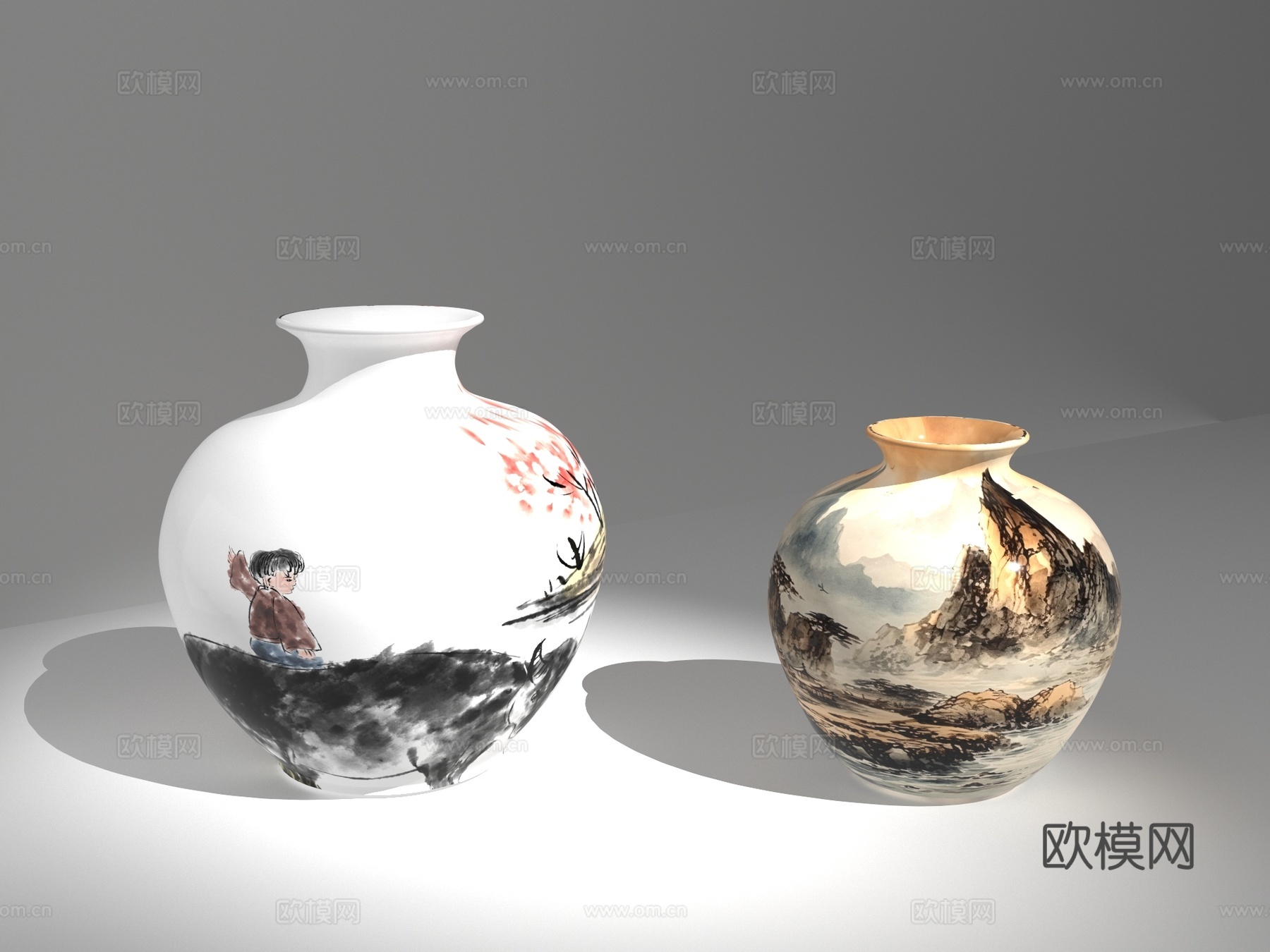 花瓶 中式花瓶 中式陶瓷 青花瓷3d模型