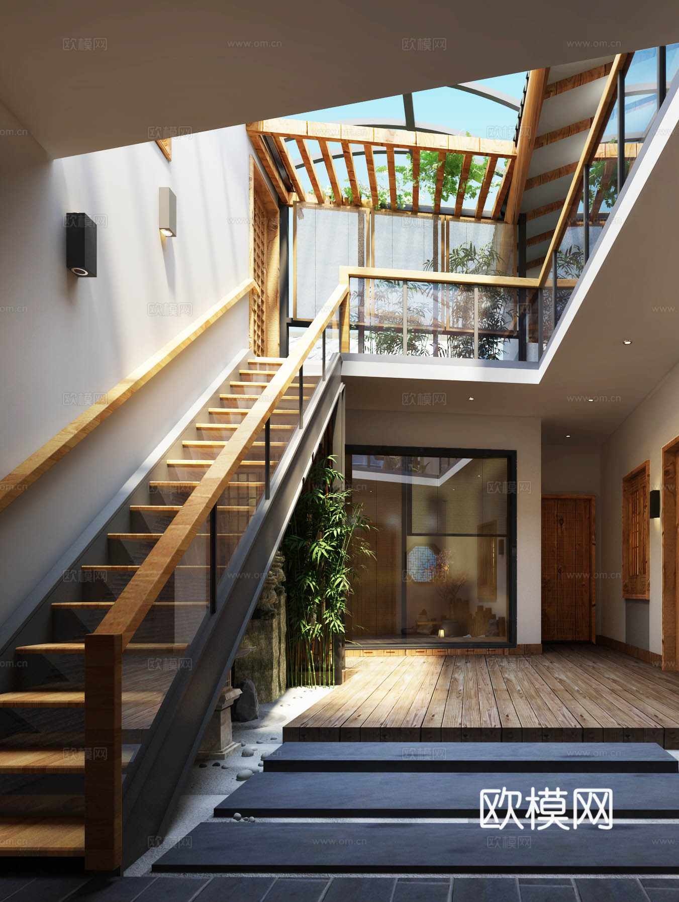 民宿夜景模型3d模型下载（渲染图4）