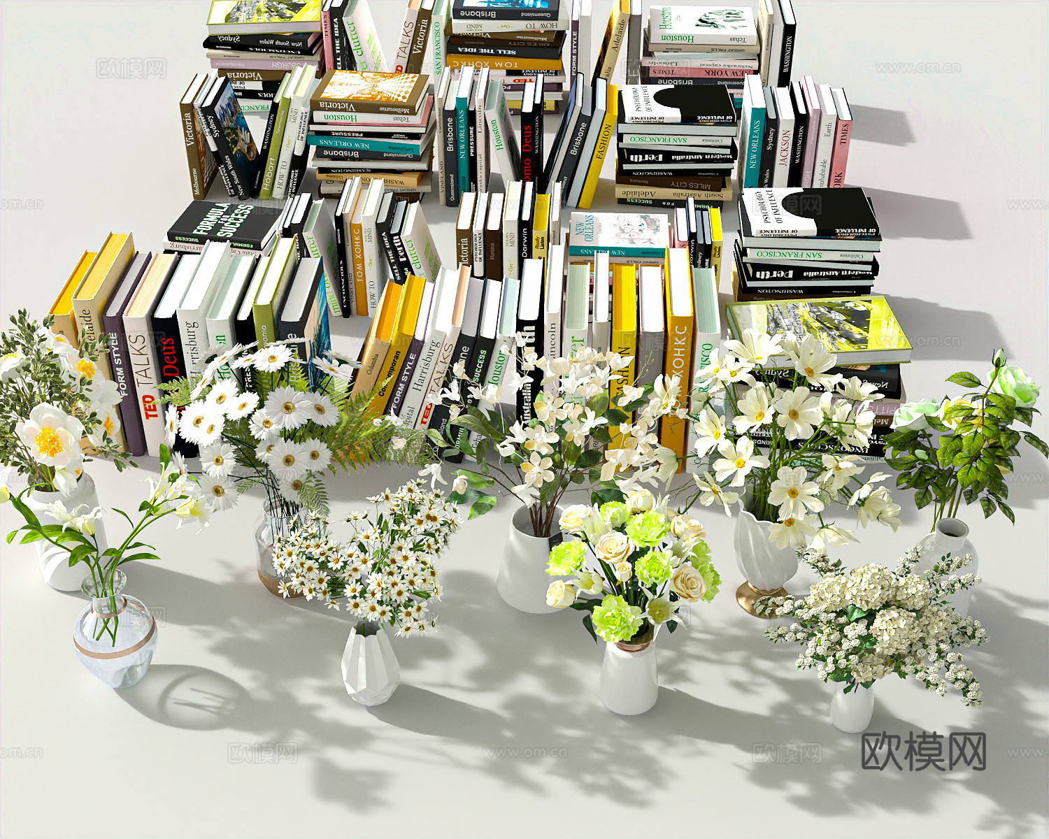书籍本花瓶花卉花艺 插花 鲜花书本3d模型