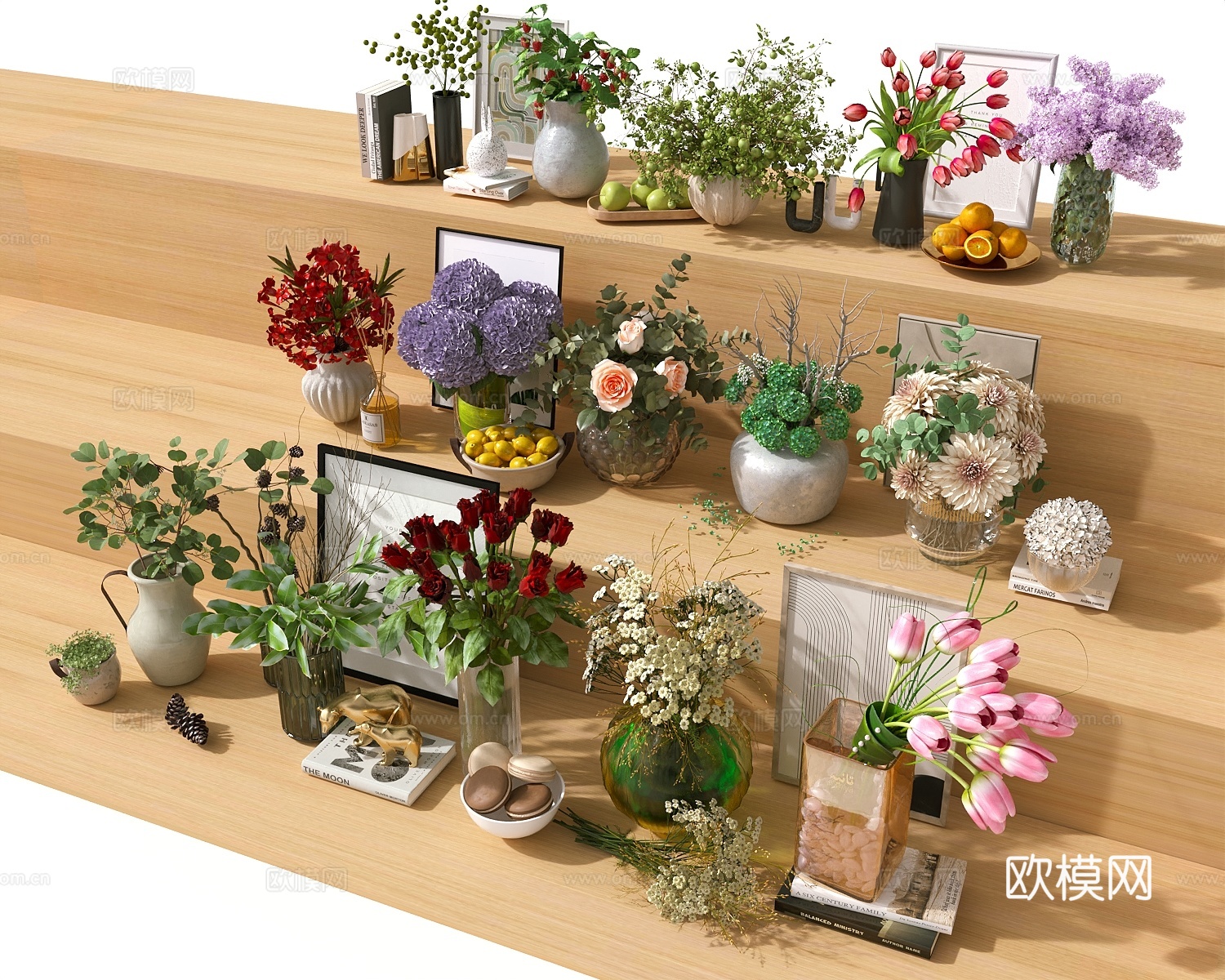 花草花瓶 花艺 插花 鲜花3d模型