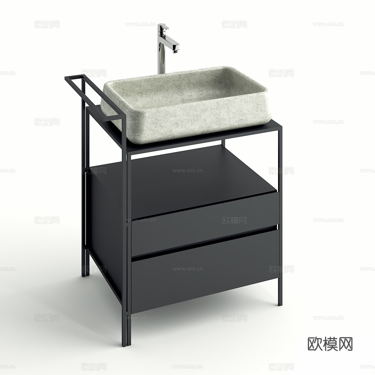 混凝土洗手盆浴室家具3d模型