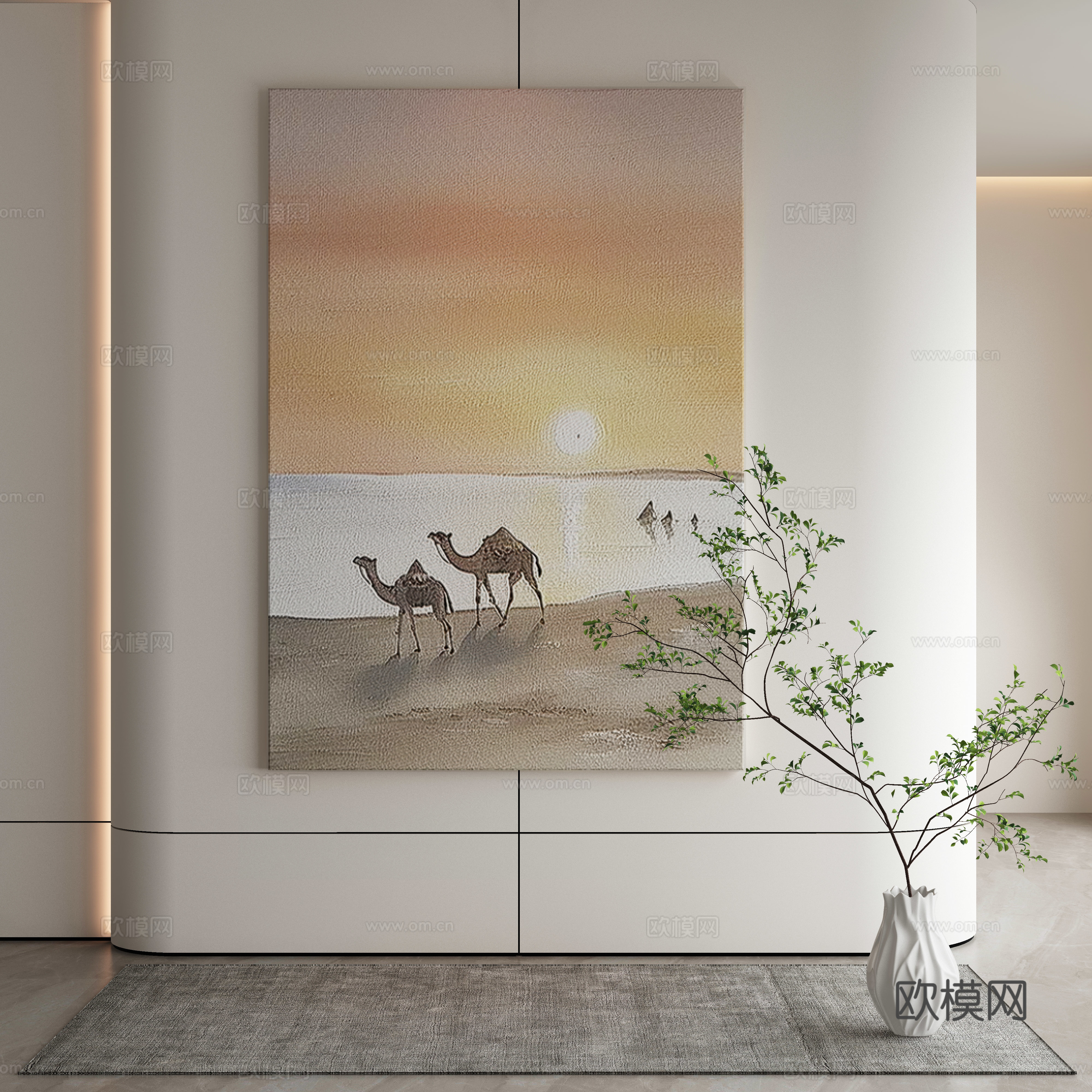 现代侘寂挂画 油画3d模型