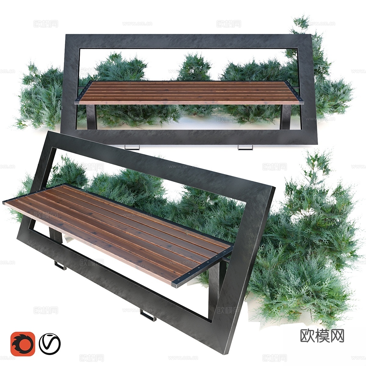 带杜松的长凳3d模型