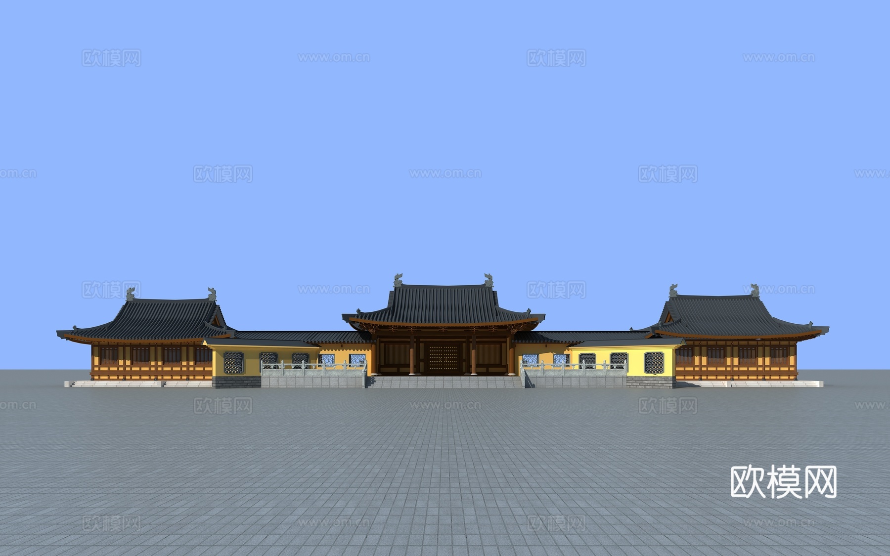 古建大门 偏殿3d模型
