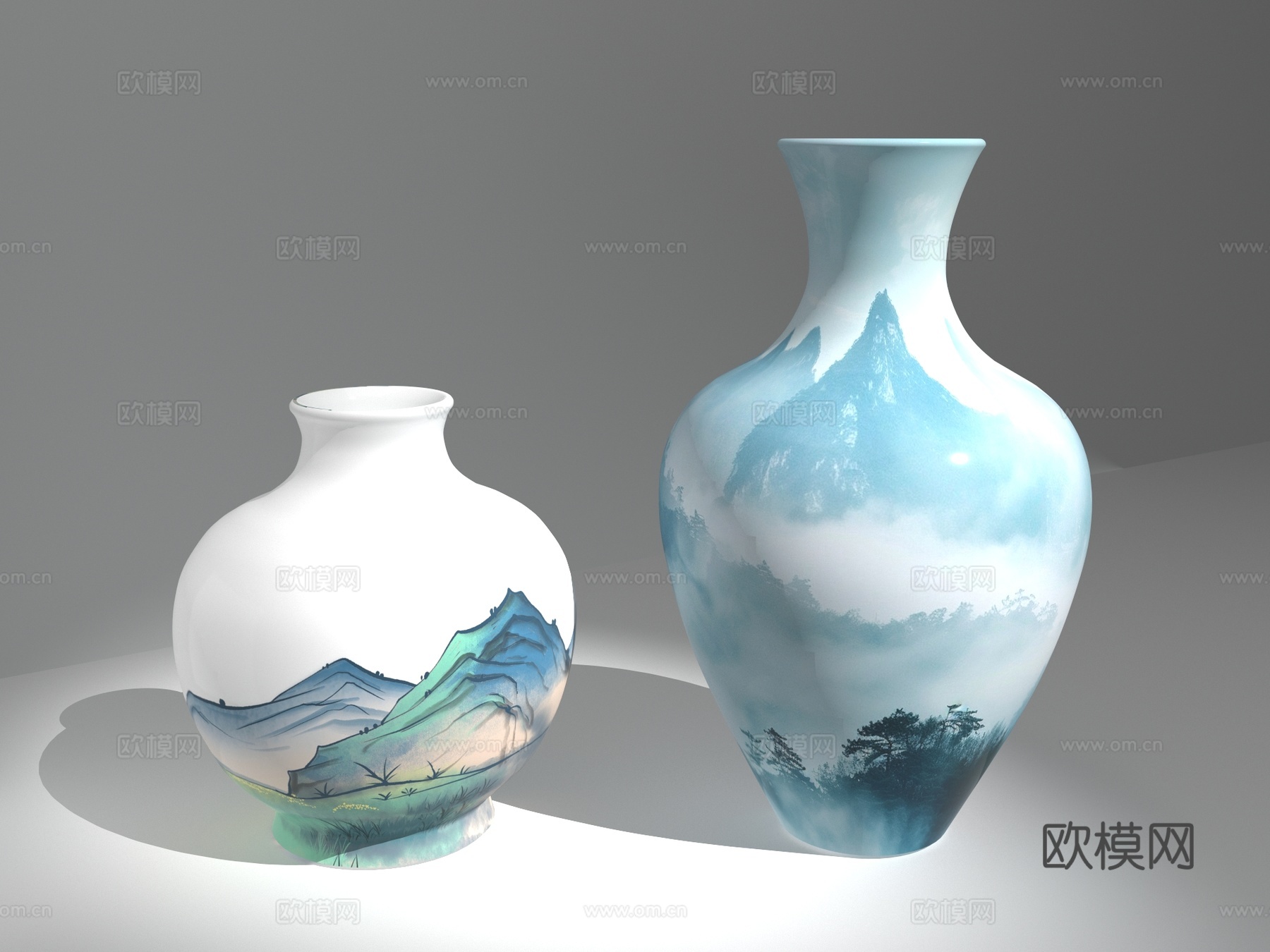 花瓶 中式花瓶 中式陶瓷 青花瓷3d模型