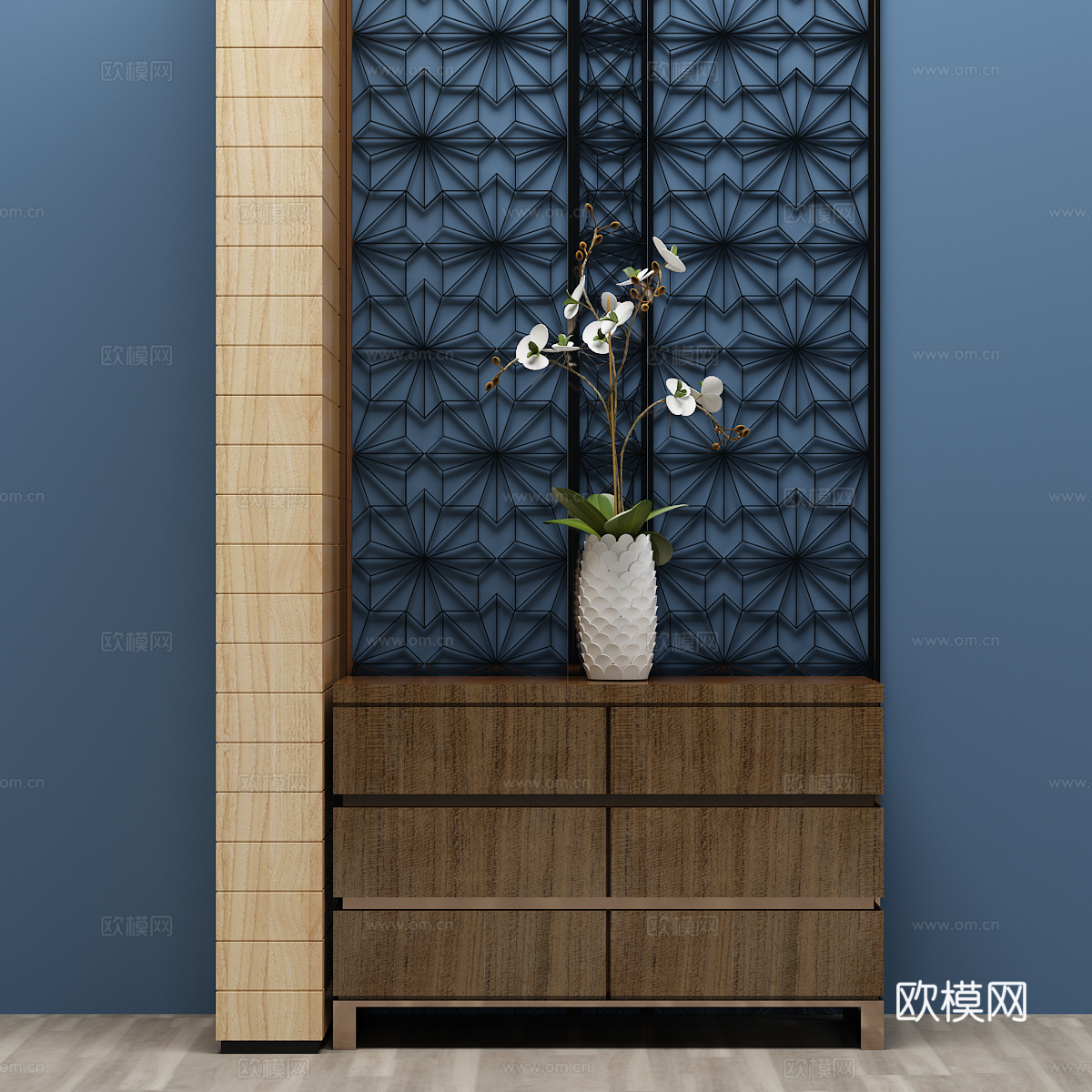 新中式鞋柜 边柜 装饰柜3d模型