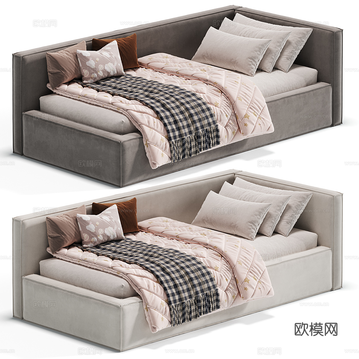 现代意式儿童布艺沙发床3d模型