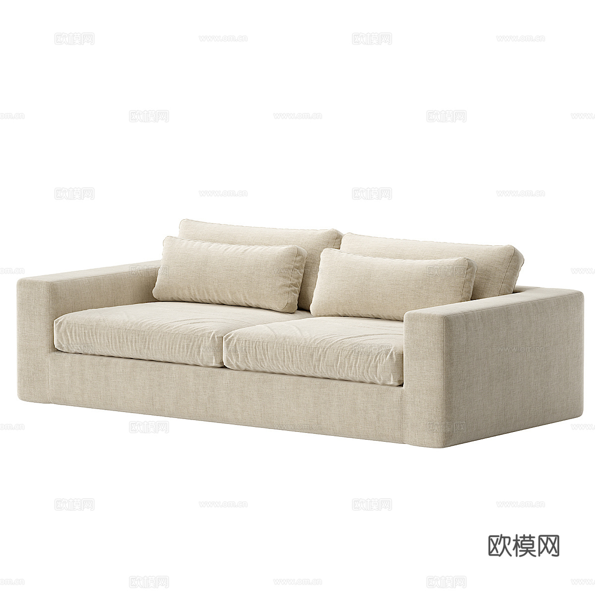 现代意式双人布艺休闲沙发3d模型