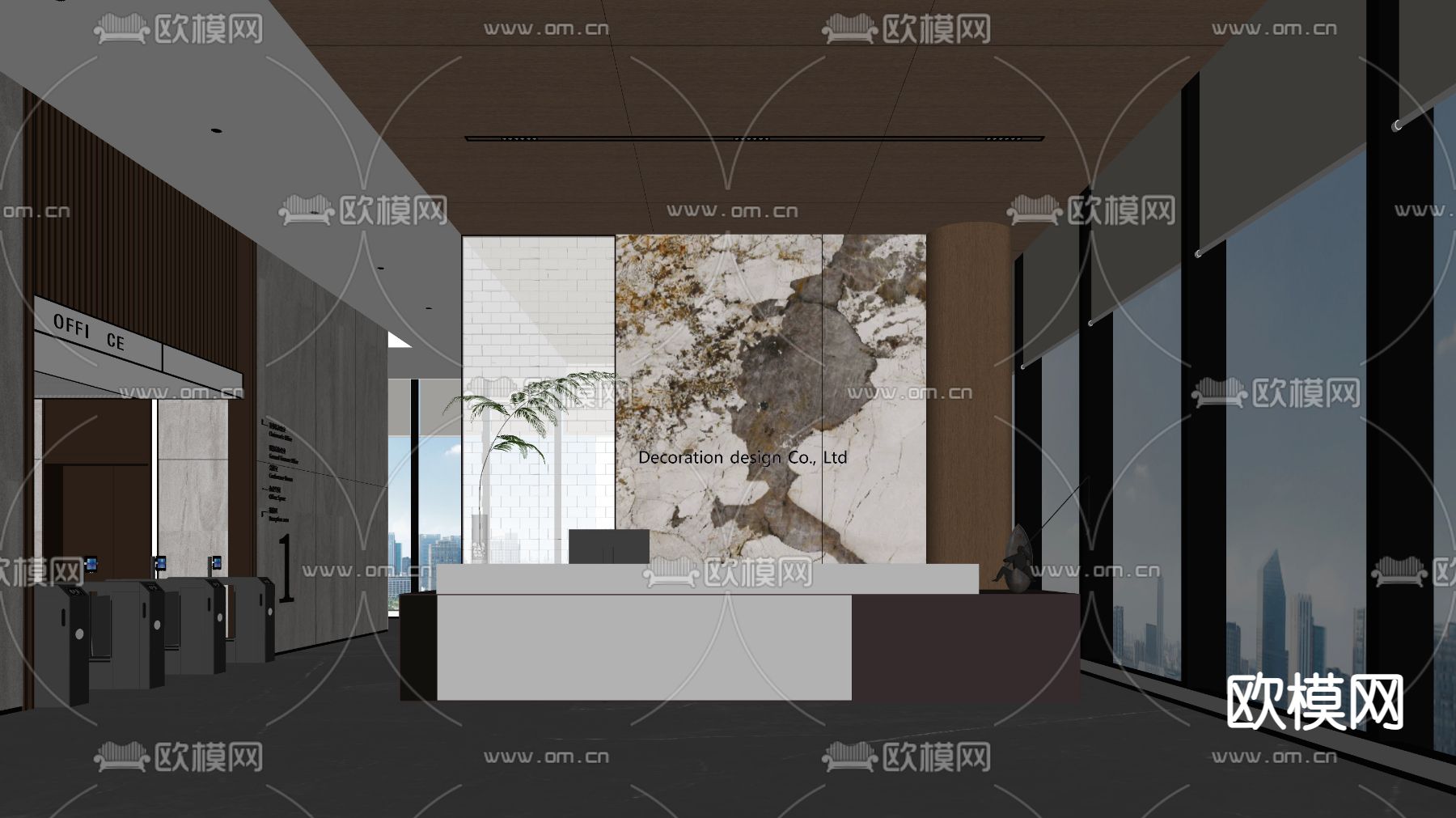 现代前台su模型下载（渲染图2）