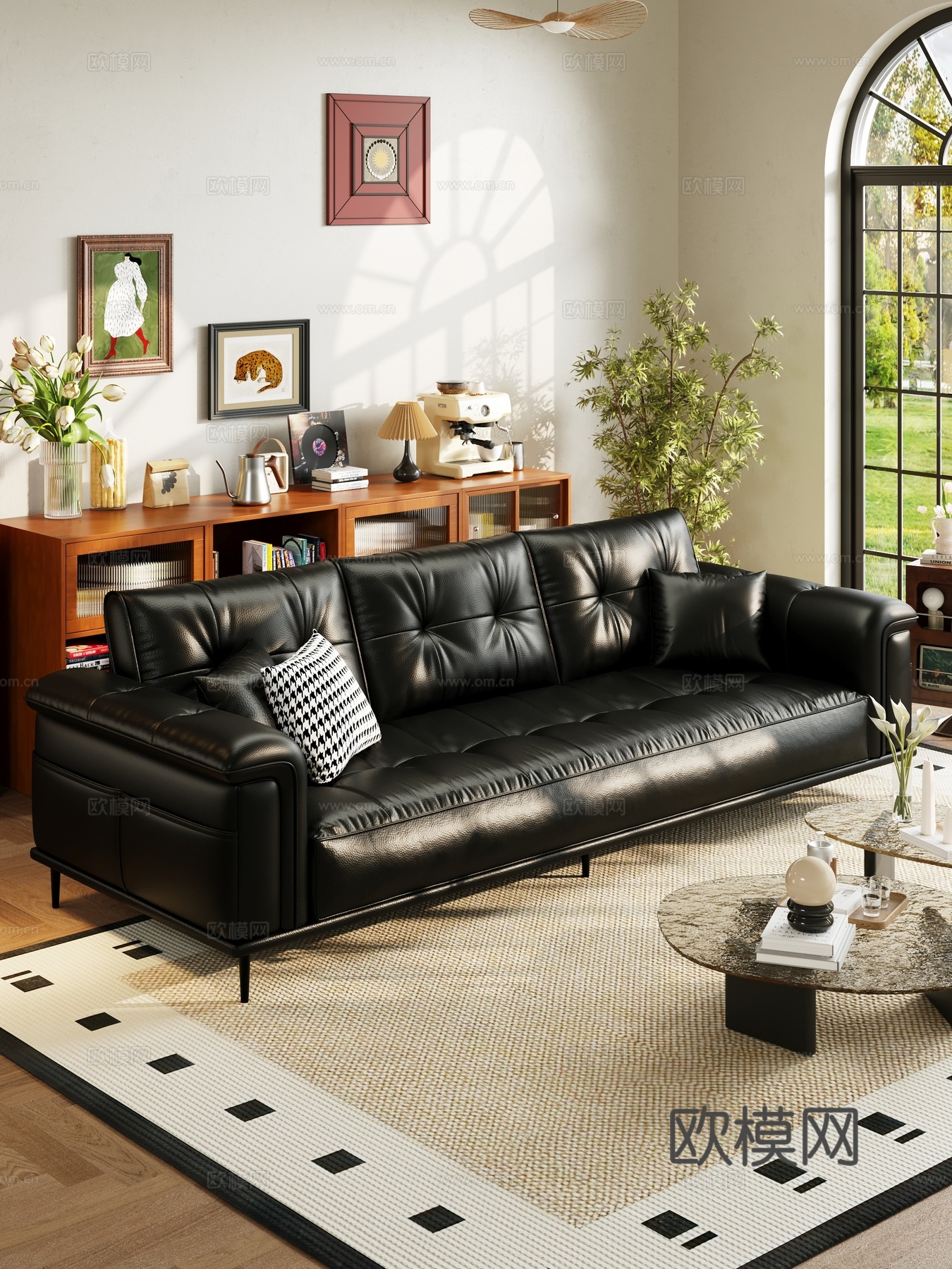 现代中古风沙发3d模型下载