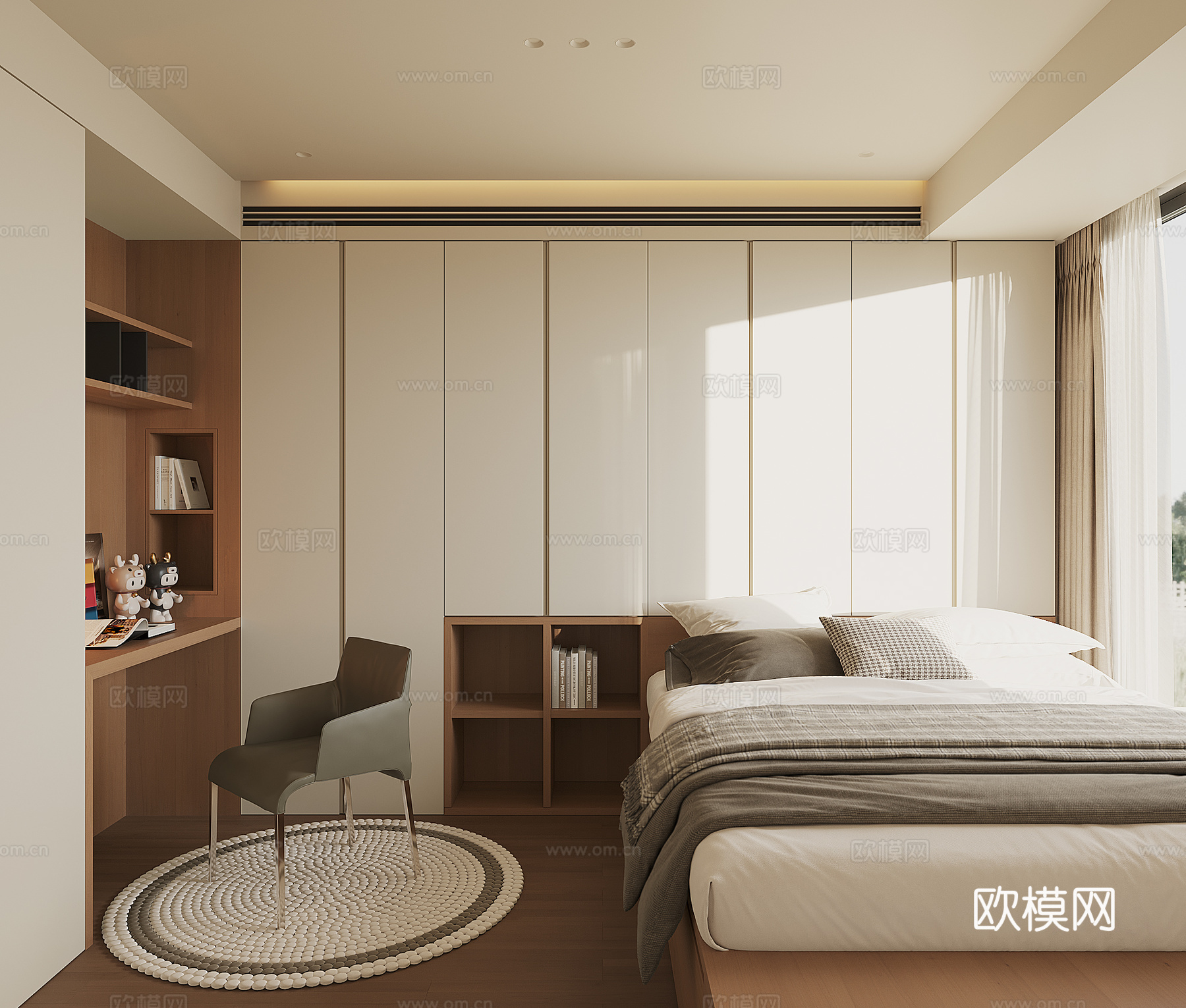 现代榻榻米卧室su模型